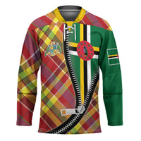 Dominica Creole Day Hockey Jersey Madras Pattern Zipper Stylized - Wonder Print Shop