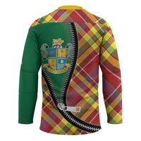 Dominica Creole Day Hockey Jersey Madras Pattern Zipper Stylized - Wonder Print Shop