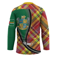 Dominica Creole Day Hockey Jersey Madras Pattern Zipper Stylized - Wonder Print Shop