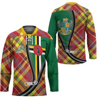 Dominica Creole Day Hockey Jersey Madras Pattern Zipper Stylized - Wonder Print Shop