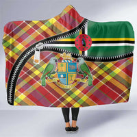 Dominica Creole Day Hooded Blanket Madras Pattern Zipper Stylized - Wonder Print Shop