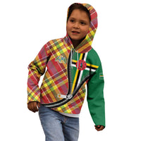 Dominica Creole Day Kid Hoodie Madras Pattern Zipper Stylized - Wonder Print Shop