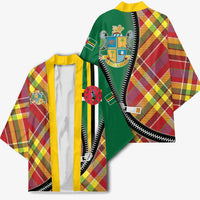 Dominica Creole Day Kimono Madras Pattern Zipper Stylized - Wonder Print Shop