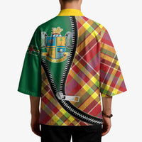 Dominica Creole Day Kimono Madras Pattern Zipper Stylized - Wonder Print Shop