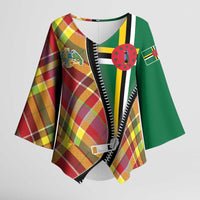 Dominica Creole Day Kimono Sleeve Blouse Madras Pattern Zipper Stylized - Wonder Print Shop