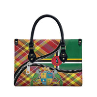 Dominica Creole Day Leather Bag Madras Pattern Zipper Stylized - Wonder Print Shop
