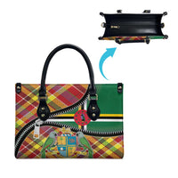 Dominica Creole Day Leather Bag Madras Pattern Zipper Stylized - Wonder Print Shop
