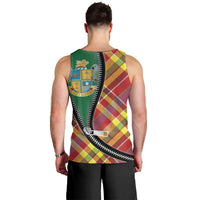Dominica Creole Day Men Tank Top Madras Pattern Zipper Stylized - Wonder Print Shop