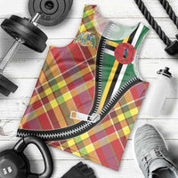 Dominica Creole Day Men Tank Top Madras Pattern Zipper Stylized - Wonder Print Shop