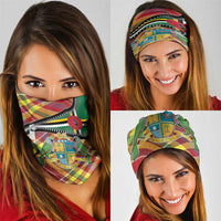 Dominica Creole Day Neck Gaiter Madras Pattern Zipper Stylized - Wonder Print Shop