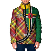 Dominica Creole Day Padded Jacket Madras Pattern Zipper Stylized - Wonder Print Shop
