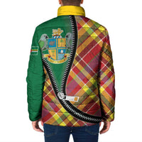 Dominica Creole Day Padded Jacket Madras Pattern Zipper Stylized - Wonder Print Shop