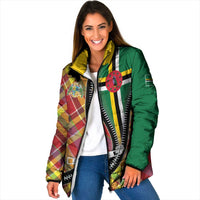 Dominica Creole Day Padded Jacket Madras Pattern Zipper Stylized - Wonder Print Shop
