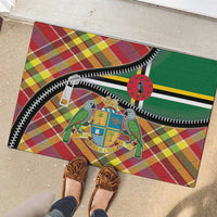 Dominica Creole Day Rubber Doormat Madras Pattern Zipper Stylized - Wonder Print Shop