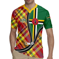 Dominica Creole Day Rugby Jersey Madras Pattern Zipper Stylized - Wonder Print Shop
