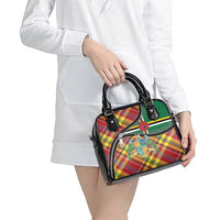 Dominica Creole Day Shoulder Handbag Madras Pattern Zipper Stylized - Wonder Print Shop