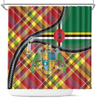 Dominica Creole Day Shower Curtain Madras Pattern Zipper Stylized - Wonder Print Shop