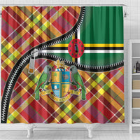 Dominica Creole Day Shower Curtain Madras Pattern Zipper Stylized - Wonder Print Shop