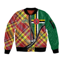 Dominica Creole Day Sleeve Zip Bomber Jacket Madras Pattern Zipper Stylized - Wonder Print Shop