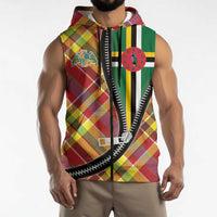 Dominica Creole Day Sleeveless Zip Hoodie Madras Pattern Zipper Stylized - Wonder Print Shop