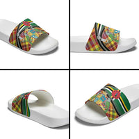 Dominica Creole Day Slide Sandals Madras Pattern Zipper Stylized - Wonder Print Shop