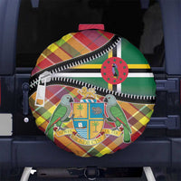 Dominica Creole Day Spare Tire Cover Madras Pattern Zipper Stylized - Wonder Print Shop