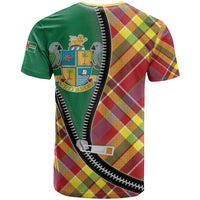 Dominica Creole Day T Shirt Madras Pattern Zipper Stylized - Wonder Print Shop