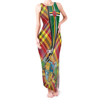 Dominica Creole Day Tank Maxi Dress Madras Pattern Zipper Stylized - Wonder Print Shop