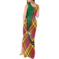Dominica Creole Day Tank Maxi Dress Madras Pattern Zipper Stylized - Wonder Print Shop