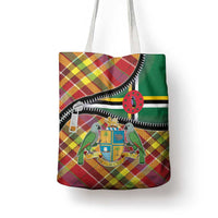 Dominica Creole Day Tote Bag Madras Pattern Zipper Stylized - Wonder Print Shop