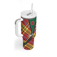 Dominica Creole Day Tumbler With Handle Madras Pattern Zipper Stylized - Wonder Print Shop