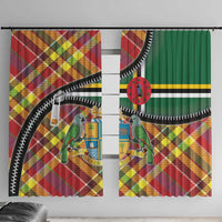 Dominica Creole Day Window Curtain Madras Pattern Zipper Stylized - Wonder Print Shop