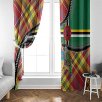 Dominica Creole Day Window Curtain Madras Pattern Zipper Stylized - Wonder Print Shop