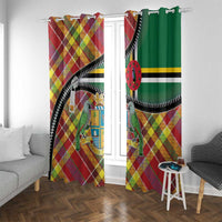 Dominica Creole Day Window Curtain Madras Pattern Zipper Stylized - Wonder Print Shop