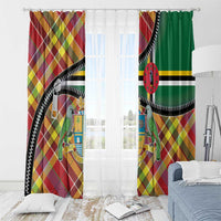 Dominica Creole Day Window Curtain Madras Pattern Zipper Stylized - Wonder Print Shop