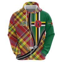 Dominica Creole Day Zip Hoodie Madras Pattern Zipper Stylized - Wonder Print Shop