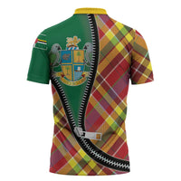 Dominica Creole Day Zipper Polo Shirt Madras Pattern Zipper Stylized - Wonder Print Shop