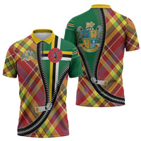 Dominica Creole Day Zipper Polo Shirt Madras Pattern Zipper Stylized - Wonder Print Shop