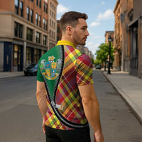 Dominica Creole Day Zipper Polo Shirt Madras Pattern Zipper Stylized - Wonder Print Shop