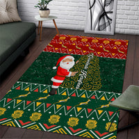 Custom South Africa Christmas Area Rug Geseende Kersfees Santa Claus African Pattern - Wonder Print Shop