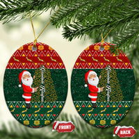 South Africa Christmas Ceramic Ornament Geseende Kersfees Santa Claus African Pattern - Wonder Print Shop