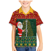 Custom South Africa Christmas Family Matching Mermaid Dress and Hawaiian Shirt Geseende Kersfees Santa Claus African Pattern - Wonder Print Shop