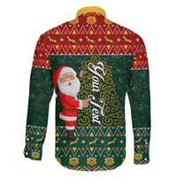 Custom South Africa Christmas Family Matching Off Shoulder Long Sleeve Dress and Hawaiian Shirt Geseende Kersfees Santa Claus African Pattern - Wonder Print Shop