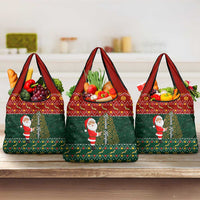 Custom South Africa Christmas Grocery Bag Geseende Kersfees Santa Claus African Pattern