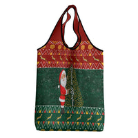 Custom South Africa Christmas Grocery Bag Geseende Kersfees Santa Claus African Pattern