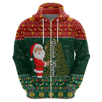 Custom South Africa Christmas Hoodie Geseende Kersfees Santa Claus African Pattern - Wonder Print Shop