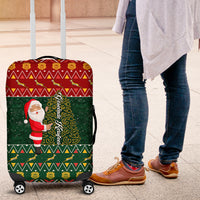 Custom South Africa Christmas Luggage Cover Geseende Kersfees Santa Claus African Pattern - Wonder Print Shop
