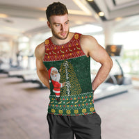 Custom South Africa Christmas Men Tank Top Geseende Kersfees Santa Claus African Pattern - Wonder Print Shop