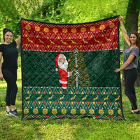 Custom South Africa Christmas Quilt Geseende Kersfees Santa Claus African Pattern - Wonder Print Shop