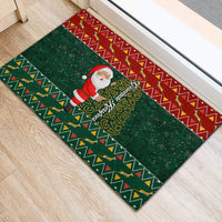 Custom South Africa Christmas Rubber Doormat Geseende Kersfees Santa Claus African Pattern - Wonder Print Shop